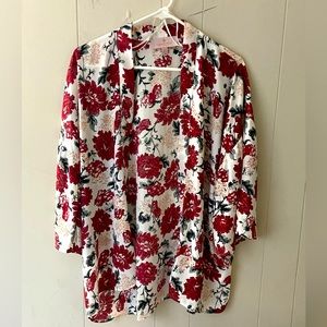 Laurie Felt Women's silky Open Front floral Kimono Cardigan S